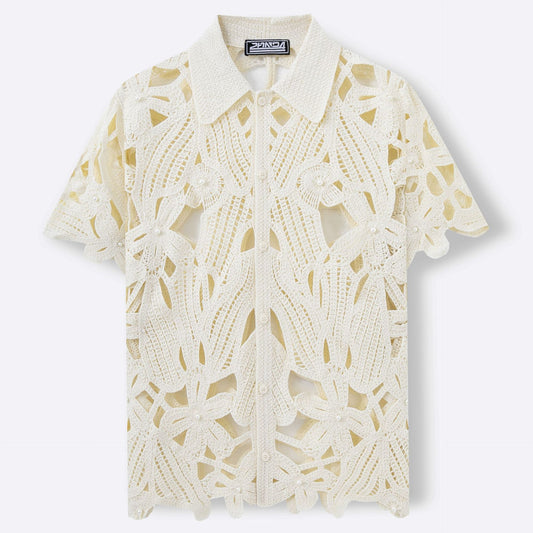 Summer New Hand Crocheting Hollow-out Short-sleeved Sweater Casual