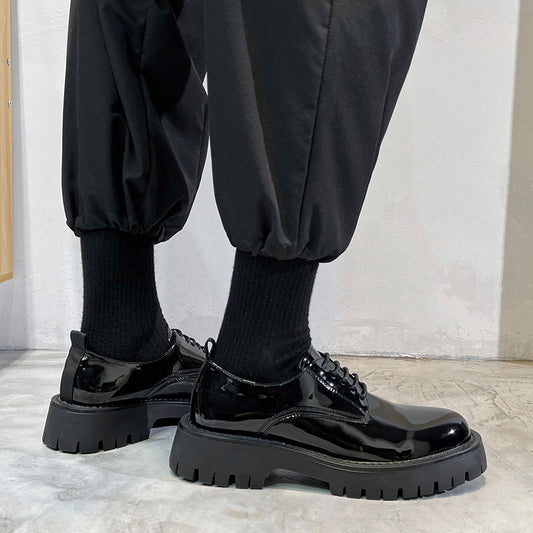 Youth Round Head British Style Flat Heel Fashion Casual Daily Leather Shoes