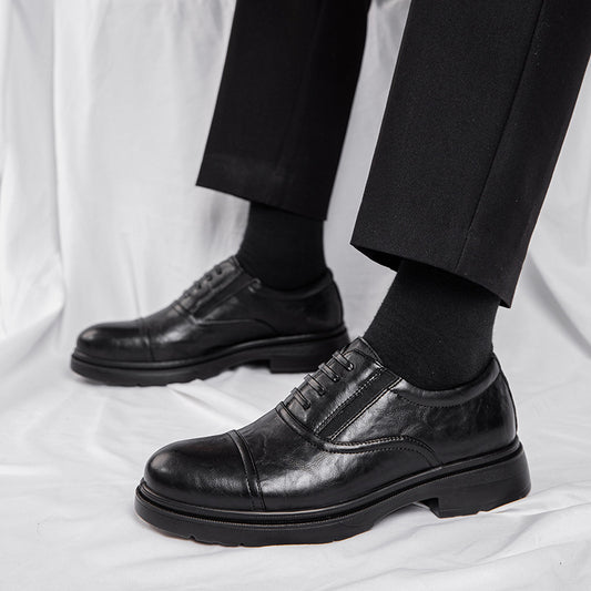 Genuine Leather Men's Leather Shoes Increased Casual Soft Bottom Super