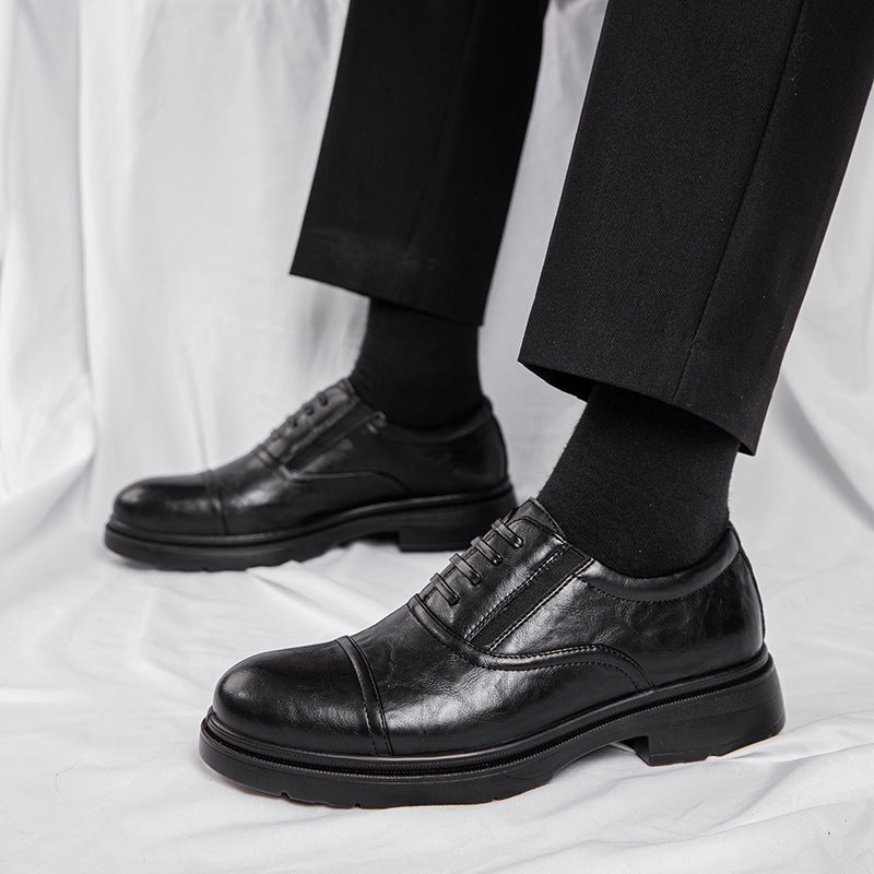 Genuine Leather Men's Leather Shoes Increased Casual Soft Bottom Super