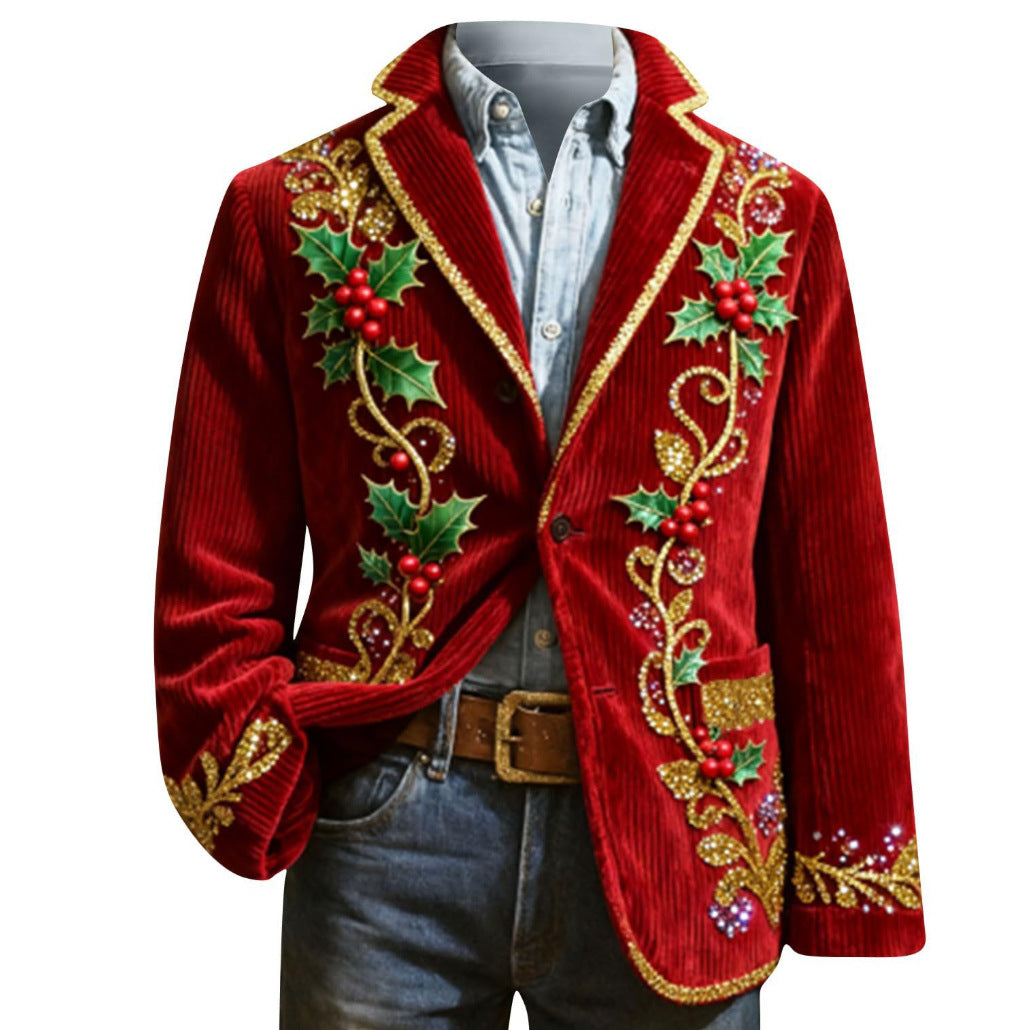 Notched-collar Christmas Plaid Autumnwinter Coat