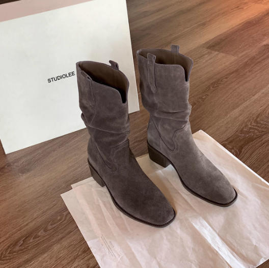 Leather Small Hight Increasing Martin Boots