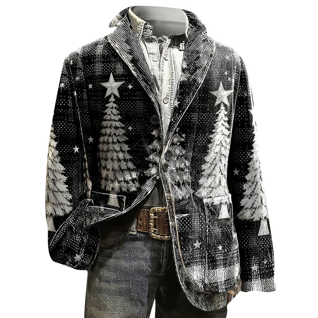 Notched-collar Christmas Plaid Autumnwinter Coat