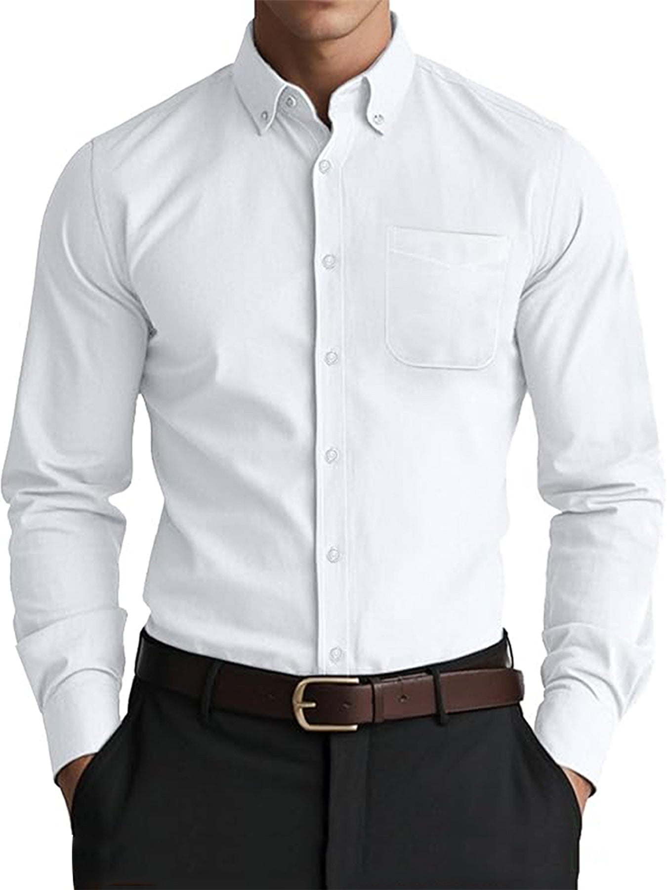 Men's Oxford Pure Color Casual Loose Shirt