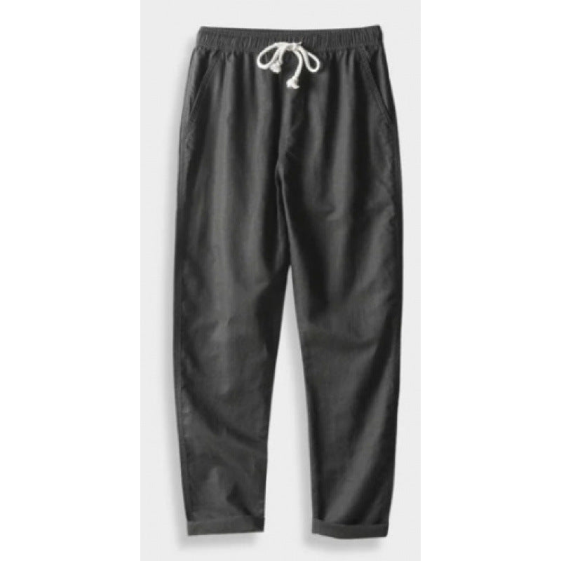 Men's Stand Collar Versatile Slim Cotton And Linen Casual Pants