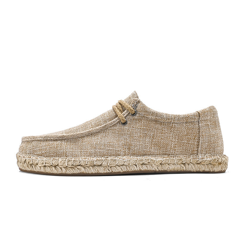 Men's Straw Fisherman Summer Canvas Casual Old Linen Tide Cloth Shoes