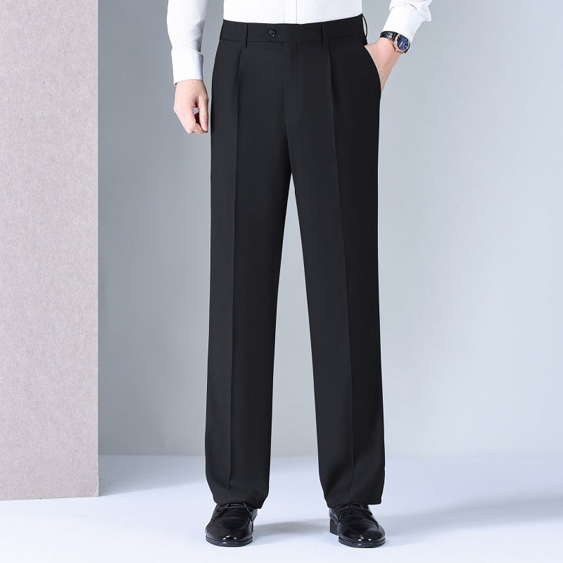 Mulberry Silk Men's Middle-aged Loose Straight Non-ironing Suit Pants