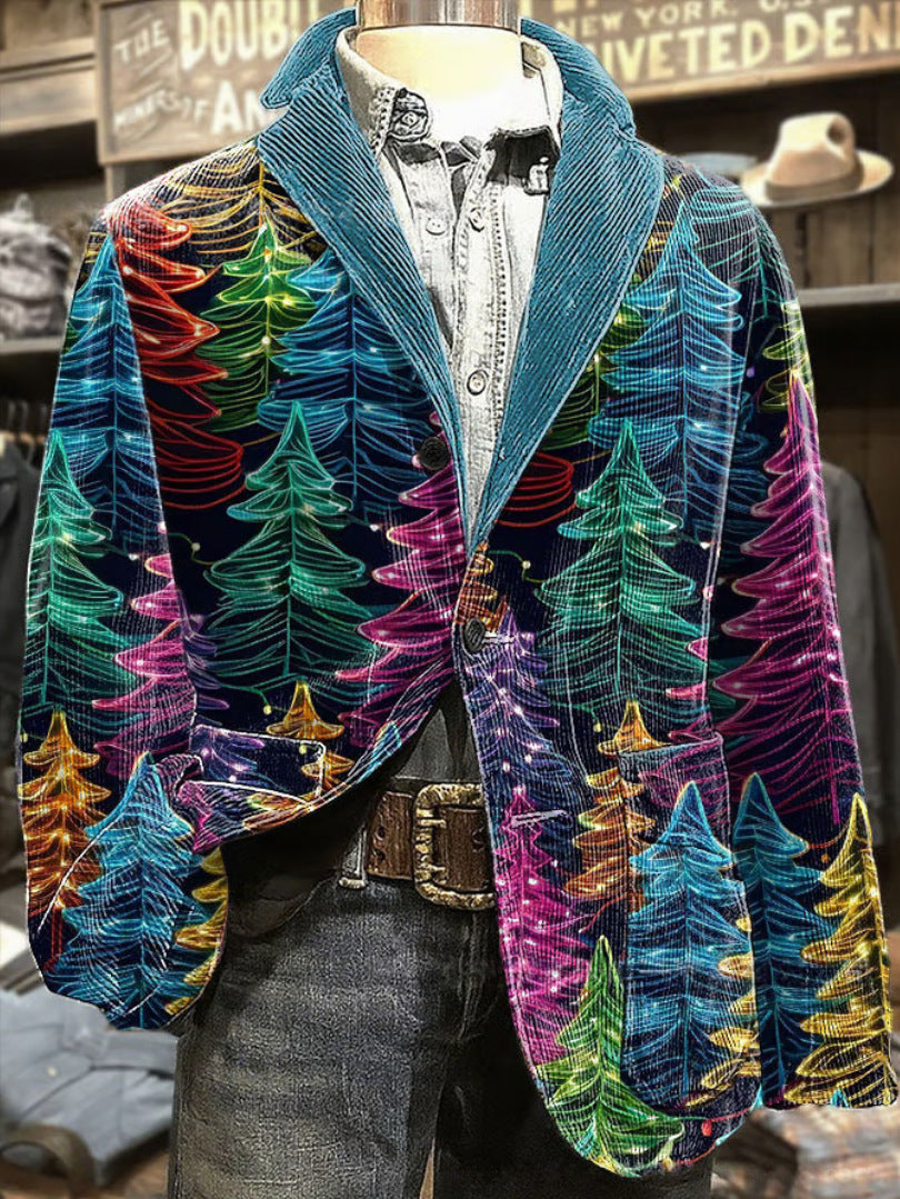 Notched-collar Christmas Plaid Autumnwinter Coat