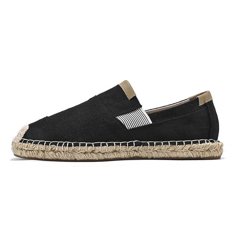 Men's Straw Fisherman Summer Canvas Casual Old Linen Tide Cloth Shoes
