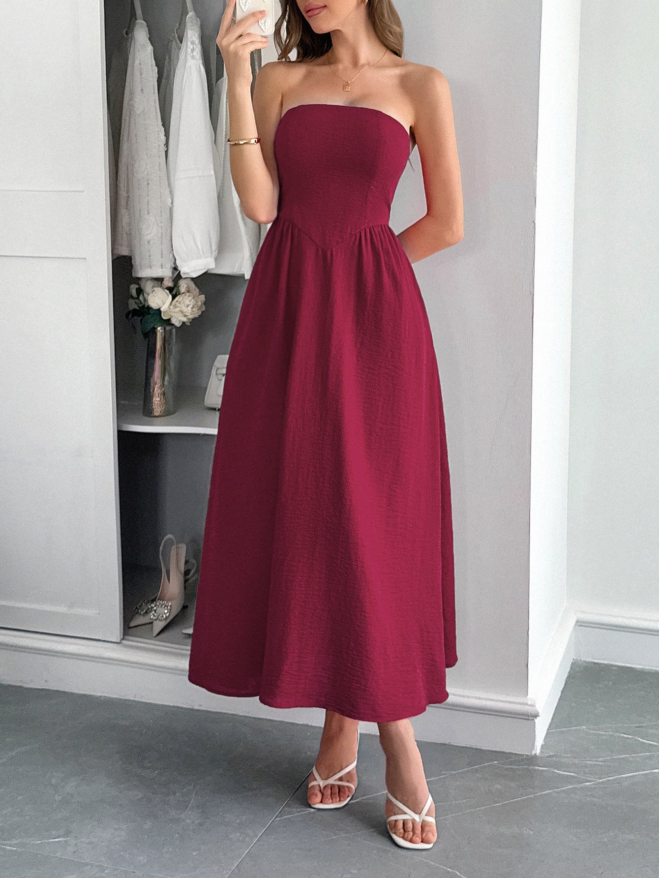 Women's High Waist Tube Top Dress