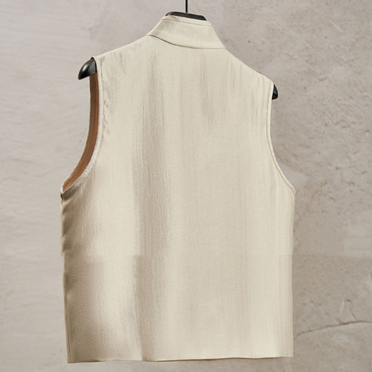 Elegant New Chinese-style Set Bamboo Embroidery Slanted Placket Stand Collar Vest Top