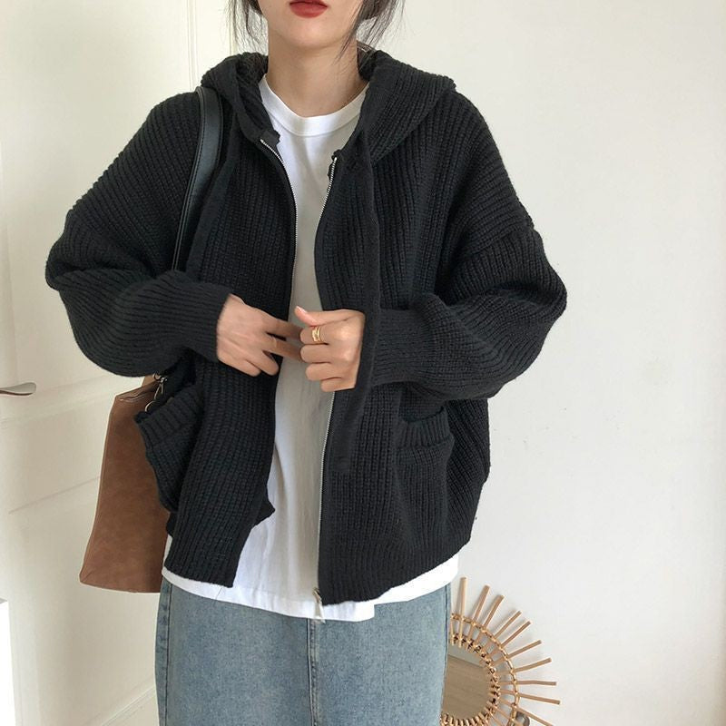 Loose Oversized Hooded Sweater Cardigan For Women