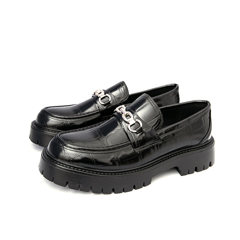 Autumn Men's Fashion Platform Increased Plus Size Crocodile Pattern Loafers